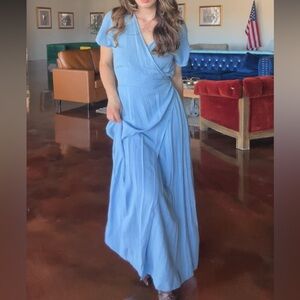 Elegant Blue Wrap Dress